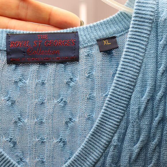 Royal St. George’s Collection Light Blue Cable Knit Golf Vest XL - Picture 3 of 4